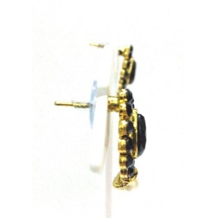 Gold Oxidized Women Earring Stud Jewelry PushBack Classy Gift Rhinestone Bead 37